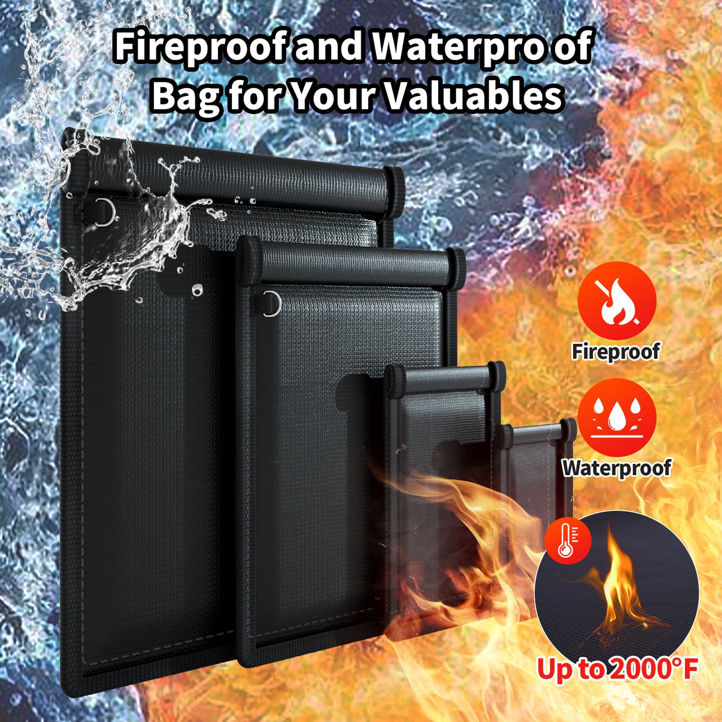 Faraday Bags 4 Pack,Faraday Pouch with Key Fob Protector, Fireproof Waterproof Faraday Bags EMP Proof Signal Blocker, Anti-Theft Faraday Bag for Car Key Fob, Phone, Credit Card, Tablet, Electronics