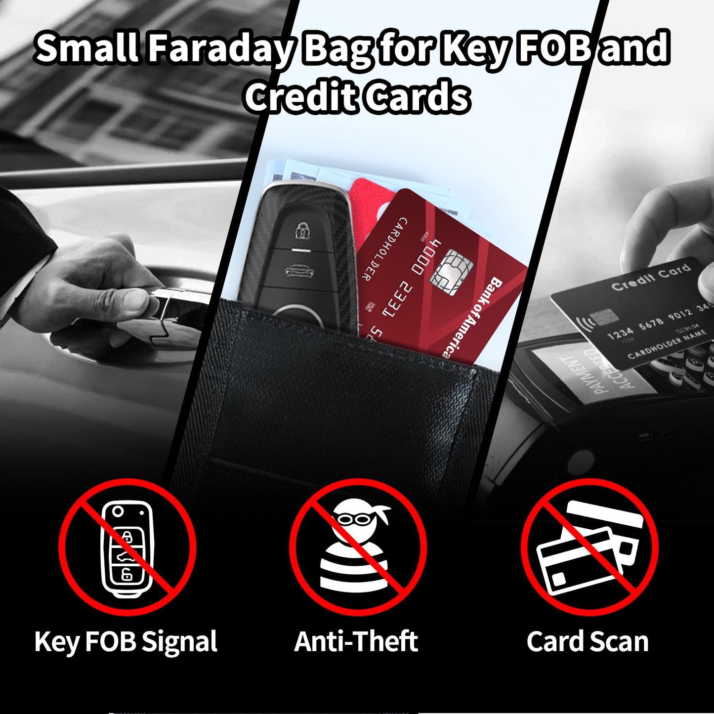 Faraday Bags 4 Pack,Faraday Pouch with Key Fob Protector, Fireproof Waterproof Faraday Bags EMP Proof Signal Blocker, Anti-Theft Faraday Bag for Car Key Fob, Phone, Credit Card, Tablet, Electronics