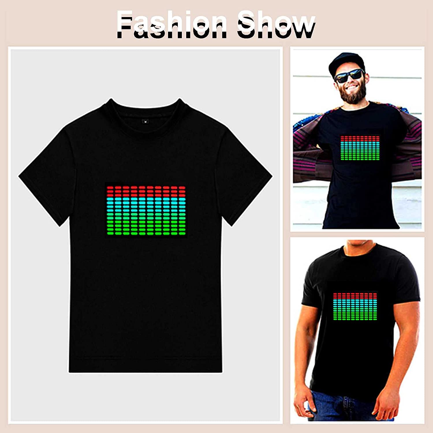 LED Sound Activated T-Shirt Equalizer Novelty Clothing