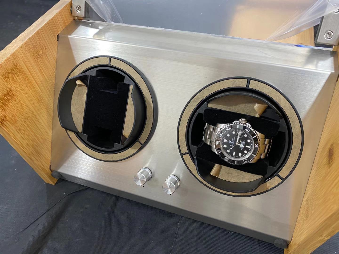 Watch Winder Double | for Big to Super Big Automatic Watches up to Case 50mm Diameter, Bamboo Handcraft Super Quiet by Watch Winder Smith®