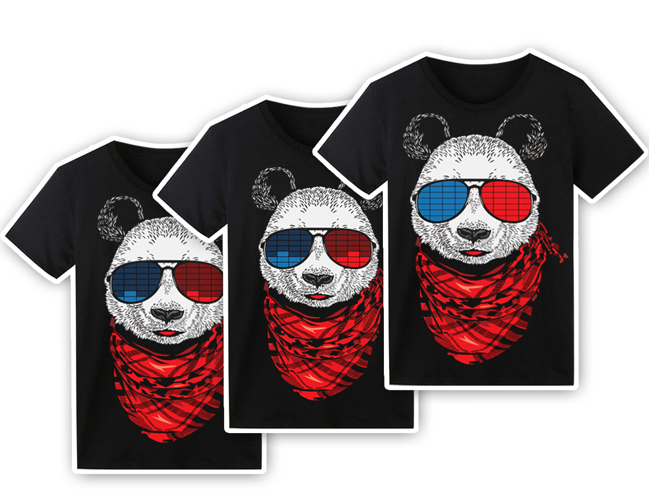 LED T Shirt Sound Activated Glow Shirts Light up Equalizer Clothes for Party(Panda)