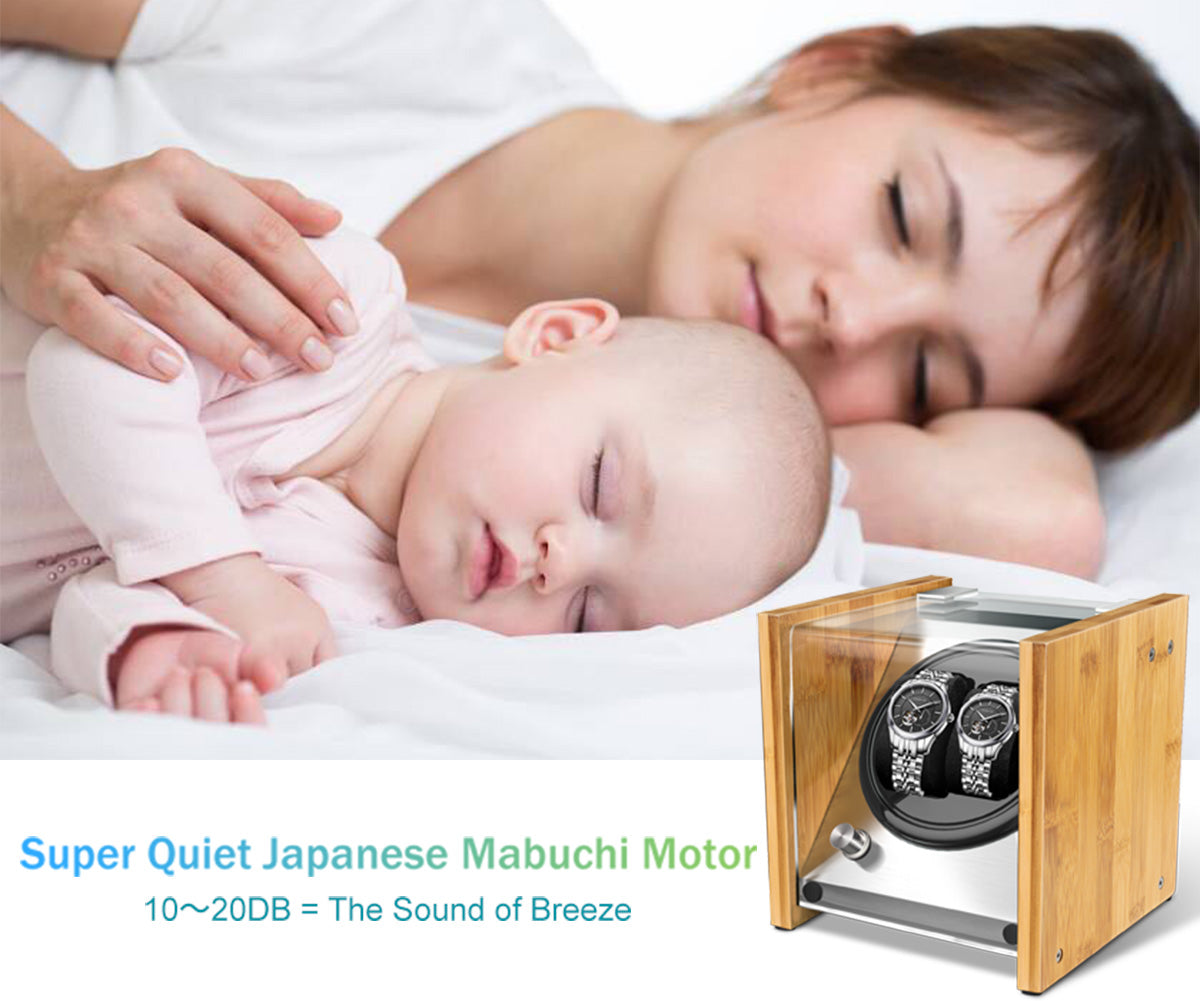 Watch Winder Double | for Automatic Watches Handcraft Bamboo Wood Super Quiet by Watch Winder Smith®