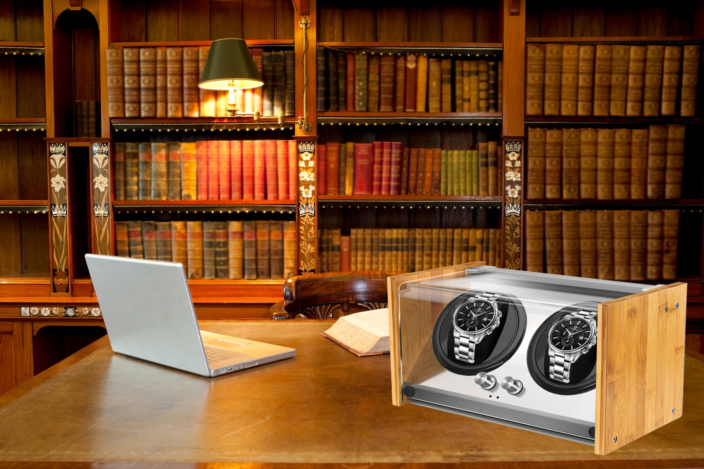 Watch Winder Double | for Big Automatic Watches Bamboo Handcraft Super Quiet by Watch Winder Smith®