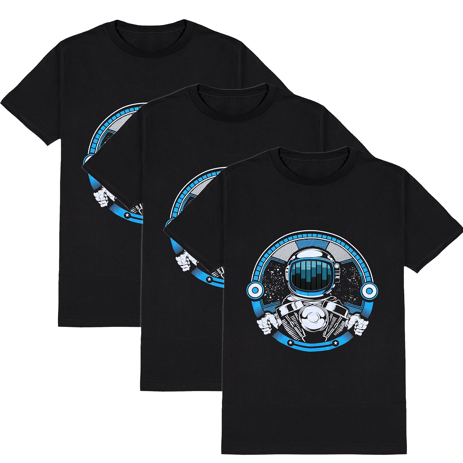 LED T Shirt Sound Activated Glow Shirts Light up Equalizer Clothes for Party(Astronaut)