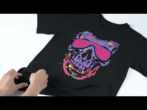 LED T Shirt Sound Activated Glow Shirts Light up Equalizer Clothes for Party(Purple Skull)