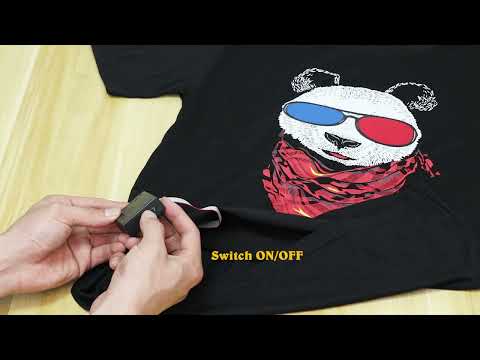 LED T Shirt Sound Activated Glow Shirts Light up Equalizer Clothes for Party（Panda）