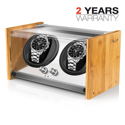 Watch Winder Double ｜ for Big Automatic Watches Bamboo Handcraft Super Quiet by Watch Winder Smith®